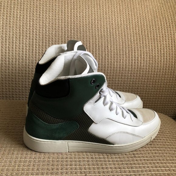 Salvatore Ferragamo Men's White Green Leather High Tops